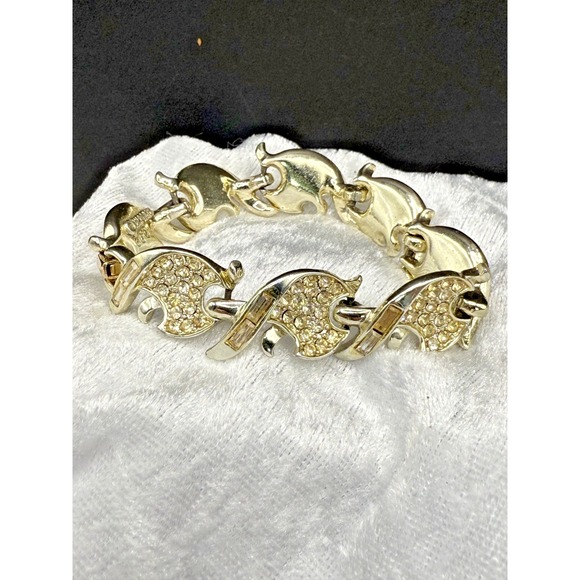 VIntage‎ Marboux Bracelet Rhinestones Gold Tone Signed Size 7